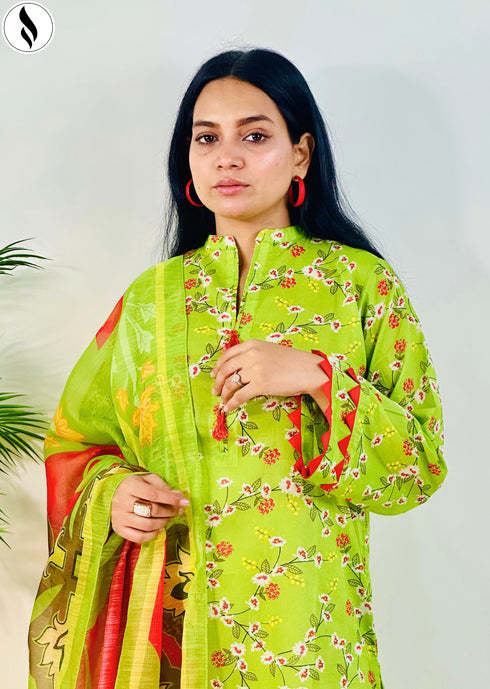 NZSC-713 Stitched 2 Piece Garden Bloom (Shirt+Dupatta) Co Ord Set Lawn